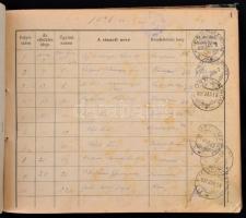 cca 1936-1969 Régi lajoskomáromi postakönyv, számos bejegyzéssel, pecséttel, sérült viaszpecséttel, ...