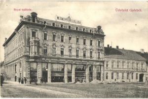Győr, Meixner Royal szálloda, Fehér hajó szálloda (Hotel Schiff), létra. Berecz Viktor kiadása (Rb)