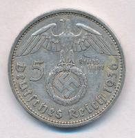 Német Harmadik Birodalom 1936A 5M Ag "Hindenburg" T:2 
German Third Reich 1936A 5 Mark Ag...