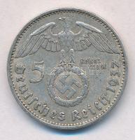 Német Harmadik Birodalom 1937A 5M Ag "Hindenburg" T:2,2- 
German Third Reich 1937A 5 Mark...