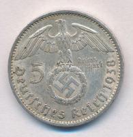 Német Harmadik Birodalom 1938A 5M Ag "Hindenburg" T:2 
German Third Reich 1938A 5 Mark Ag...