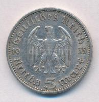 Német Harmadik Birodalom 1935A 5M Ag "Hindenburg" T:2 
German Third Reich 1935A 5 Mark Ag...
