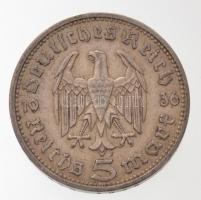 Német Harmadik Birodalom 1936A 5M Ag "Hindenburg" T:2 kis ph. 
German Third Reich 1936A 5...