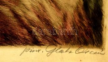 Glatz Oszkár(1872-1958)-Prihoda István (1891-1956): Betűvetés, színezett rézkarc, papír, jelzett, üv...