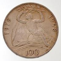 Csehszlovákia 1948. 100K Ag "Függetlenség" T:1-,2 Czechoslovakia 1948. 100 Korun Ag "...