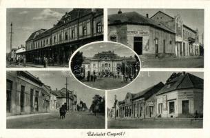 Csap, Chop; Vasútállomás, Sermer Sámuel, Kazinczy Sándor üzletei / railway station, shops