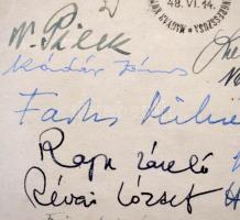 1948 VI. 14. MKP és MSZDP egyesülése emléklap alkalmi bélyegzéssel. Az emléklapon a két párt vezető ...