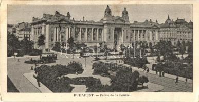 Budapest V. Szabadság tér, Tőzsde-palota, villamosok. 14 cm x 7 cm (EK)