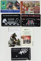 1992-2005 8 db használt telefonkártya, 1 magyar, a többi német, a külföldiek sakk motívummal, az egyik telefonkártya sarka hiányzik