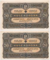 1920. 20K (2x) közeli sorszám T:II