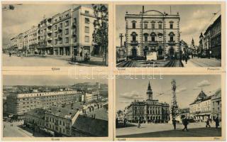 7 db régi városképes lap Újvidékről + 1 modern reprint a soproni fűtőház mozdonyfordítójáról / 7 pre-1945 town-view postcards of Novi Sad + 1 modern reprint card of the engine heating house, locomotive