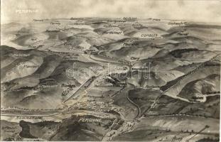 4 db régi katonai térképes motívumlap / 4 pre-1945 military map motive cards