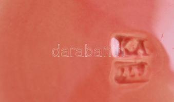 Körmöcbányai szecessziós levélmintás tányér, jelzett, alján kis lepattanással, d: 17 cm