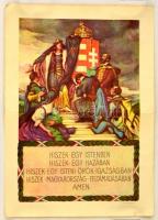 cca 1920-1930 Magyar hiszekegy, kisplakát, hajtásnyommal, 34×25 cm + hozzá tartozó útmutató szórólap