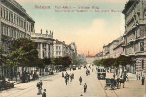 Budapest V. Váci körút, villamosok, lovaskocsi (EK)
