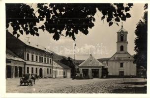 Óradna, Alt-Rodna, Rodna; Piac, templom, V. Emilia üzlete. Szerkovits kiadása / market square, church, shops