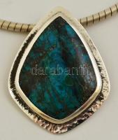 Art Deco ezüst nyaklánc malachittal Jelzett / Silver necklace 57 g