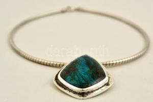 Art Deco ezüst nyaklánc malachittal Jelzett / Silver necklace 57 g