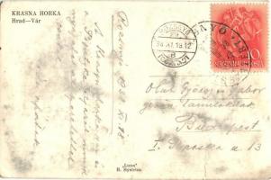 Krasznahorkaváralja, Krásnohorské Podhradie; vár / castle + 1938 Rozsnyó visszatért So. Stpl. (kis s...