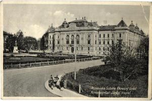 Rimaszombat, Rimavska Sobota; Járási hivatal / Okresny urad / county hall + 1938 Rimaszombat visszatért So. Stpl. (EK)