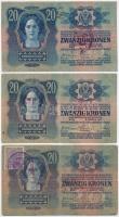 1913. 20K (3x) kiolvashatatlan felülbélyegzésekkel, egyiken cirill betűs bélyeggel és bélyegzéssel, ...