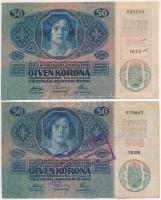 1914. 50K (2x) kiolvashatatlan felülbélyegzésekkel T:III,III-