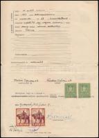 1933 Születési anyakönyvi kivonat 2 x 50f okmánybélyeggel, 2 x 1P Budapest fővárosi illetékbélyeggel
