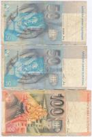 Szlovákia 1993. 50K + 1995. 50K + 1999. 100K T:III,III- szakadás
Slovakia 1993. 50 Korun + 1995. 50...