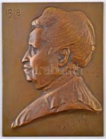 Csillag István (1881-1968) 1918. Idős hölgy balra néző portréja, Br lemezplakett (94x122mm) T:2