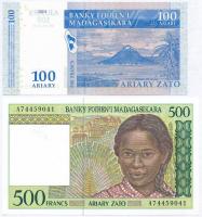 Madagaszkár 1994. 500Fr + 2004. 100A T:I-,II Madagascar 1994. 500 Francs + 2004. 100 Ariary C:AU,XF