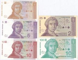 Horvátország 1991. 1D-100D (5xklf) T:I Croatia 1991. 1 Dinar - 100 Dinara (5xdiff) C:UNC