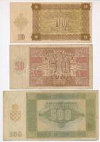 Horvátország 1941. 10K + 50K + 500K + 1000K T:III,III-
Croatia 1941. 10 Kuna + 50 Kuna + 500 Kuna +...