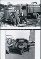 Teherautók tétele, 13 db fotó, ebből kilenc fénykép vintage, négy pedig mai nagyítás, 9x14 cm és 19x...