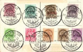 Zombor, Sombor; Gradska kuca / Városháza, üzletek / town hall, shops + 1941 Zombor visszatért So. St...