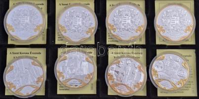 DN "A Szent Korona évezrede" aranyozott, ezüstözött Cu emlékérem (12xklf) tanúsítvánnyal, ...