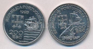 Portugália 1993-1994. 200E Cu-Ni (2xklf) T:1,1- Portugal 1993-1994. 200 Escudos Cu-Ni (2xdiff) C:UNC,AU Krause KM#667, KM#670