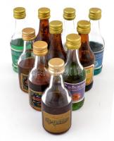 10 db bontatlan mini ital, köztük Vilmoskörte, Bahama kiwi ízesítésű gyümölcs likőrbor, Nosztalgia mentolos csokoládé krémlikőr