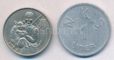 1938. "Szerencsét hozok" fém zseton (23mm) + DN "Nagyakanizsai Sörgyár / N.K.S. 1 Lit...