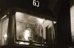 cca 1967 Budapesti villamosok éjjel-nappal, 3 db szabadon felhasználható vintage negatív, 6x6 cm