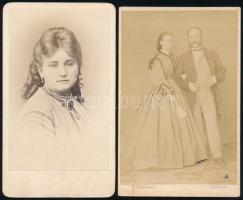 cca 1863 Vizitkártya méretű fényképek, az egyik feliratozva, 2 db fotó, 10,5x6 cm