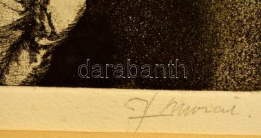 Hervai Katalin (1957-):Gondolkodó. Rézkarc, papír, jelzett, 36×29 cm