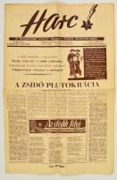 1944 Harc, a Zsidókérdést Kutató Magyar Intézet hivatalos lapja 1. évf. 21. lapszáma (okt. 14.)