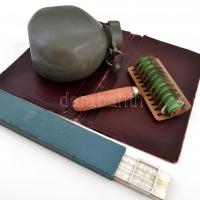 Vegyes bolha tétel, összesen 4 db: katonai kulacs, tésztaszaggató, logarléc, régi Trieszt biztosító ...