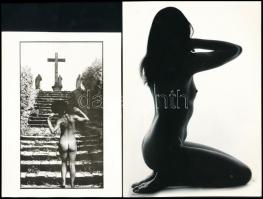 cca 1979 Aktfotók, 4 db vintage fénykép, egy jelzett, 18x13 cm és 24x18 cm között / 4 erotic photos