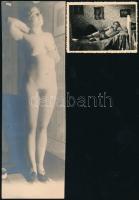 cca 1940 Szolid erotika, 4 db vintage fotó, 6x9 cm és 24x18 cm között / 4 erotic photos