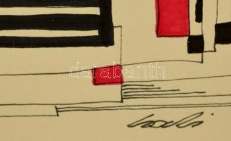 Olvashatatlan jelzéssel: Lovak. Vegyes technika, papír, üvegezett keretben, 30×23 cm