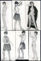 cca 1972 Vetkőző produkciók, szolidan erotikus felvételek, 11 db vintage fotó, 15x7 cm