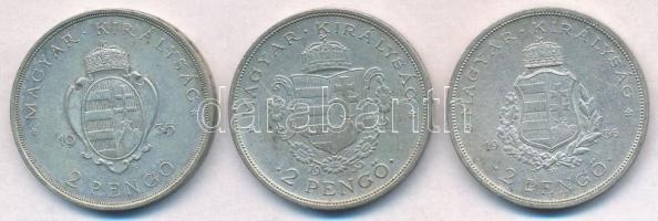 1935. 2P Ag "Pázmány" + 2P Ag "Rákóczi" + 1936. 2P Ag "Liszt Ferenc" T...