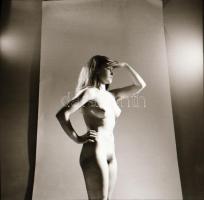 cca 1970 Előlről is, hátulról is, szolidan erotikus felvételek, 6 db vintage negatív, 6x6 cm