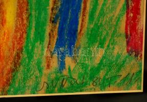 Cs. Németh Miklós (1934-2012): Erdőben, pasztell, papír, jelzett, paszpartuban, üvegezett fa keretbe...